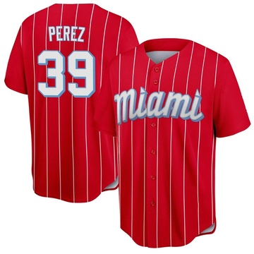 Eury Perez Signed Throwback Marlins Jersey Size L In Person W/Coa