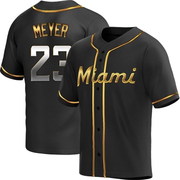 Max Meyer Miami Marlins Alternate Black Baseball Player Jersey — Ecustomily