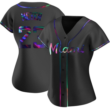 Max Meyer Miami Marlins Alternate Black Baseball Player Jersey — Ecustomily