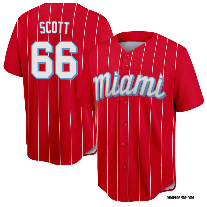 Replica Tanner Scott Youth Miami Marlins Red 2021 City Connect Jersey