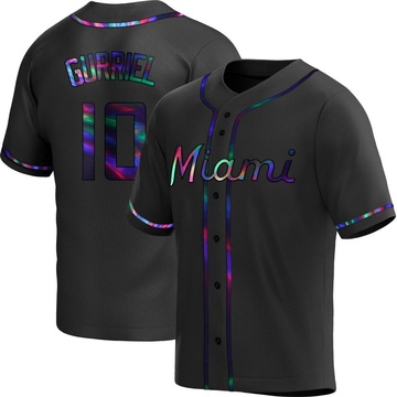 Men's Miami Marlins #10 Yuli Gurriel Throwback White Jersey - All Stitched